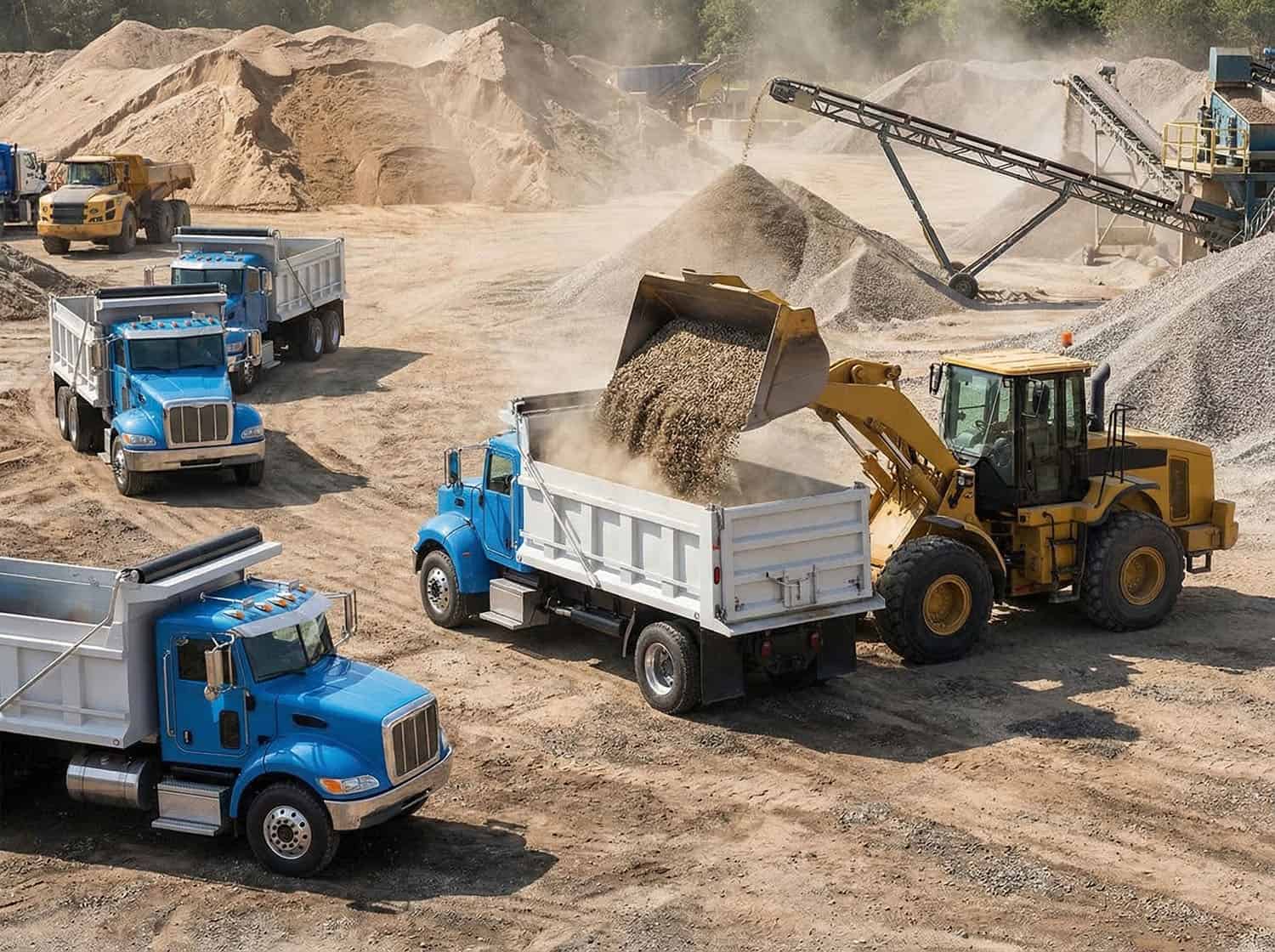 Dump truck on a jobsite — aggregate dispatch software by Dispatch360